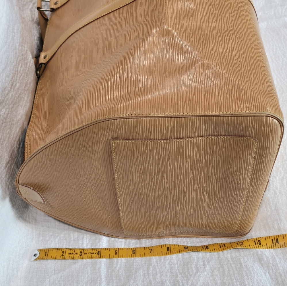 Louis Vuitton Epi Keepall 60 Tan Beige Brown Travel Bag Luggage Boston Speedy - Picture 10 of 16